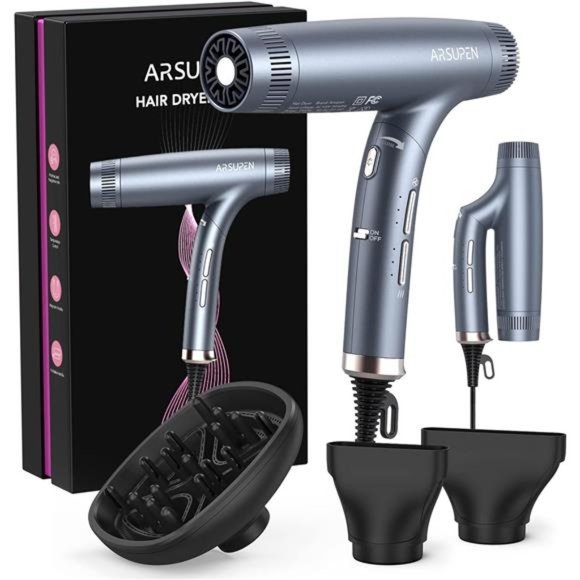 Hair Dryer, 1600W, Foldable, Ionic Technology, Lightweight, Black